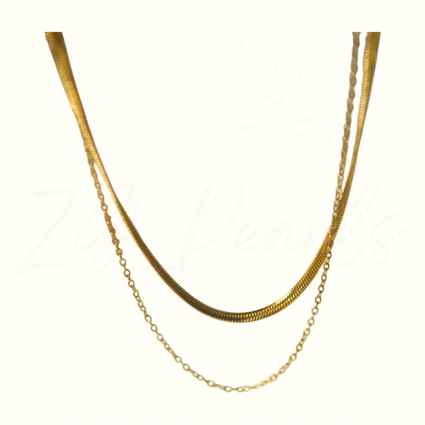 Dual-Layer Gold Stainless Steel Snake & Cable Choker Necklace