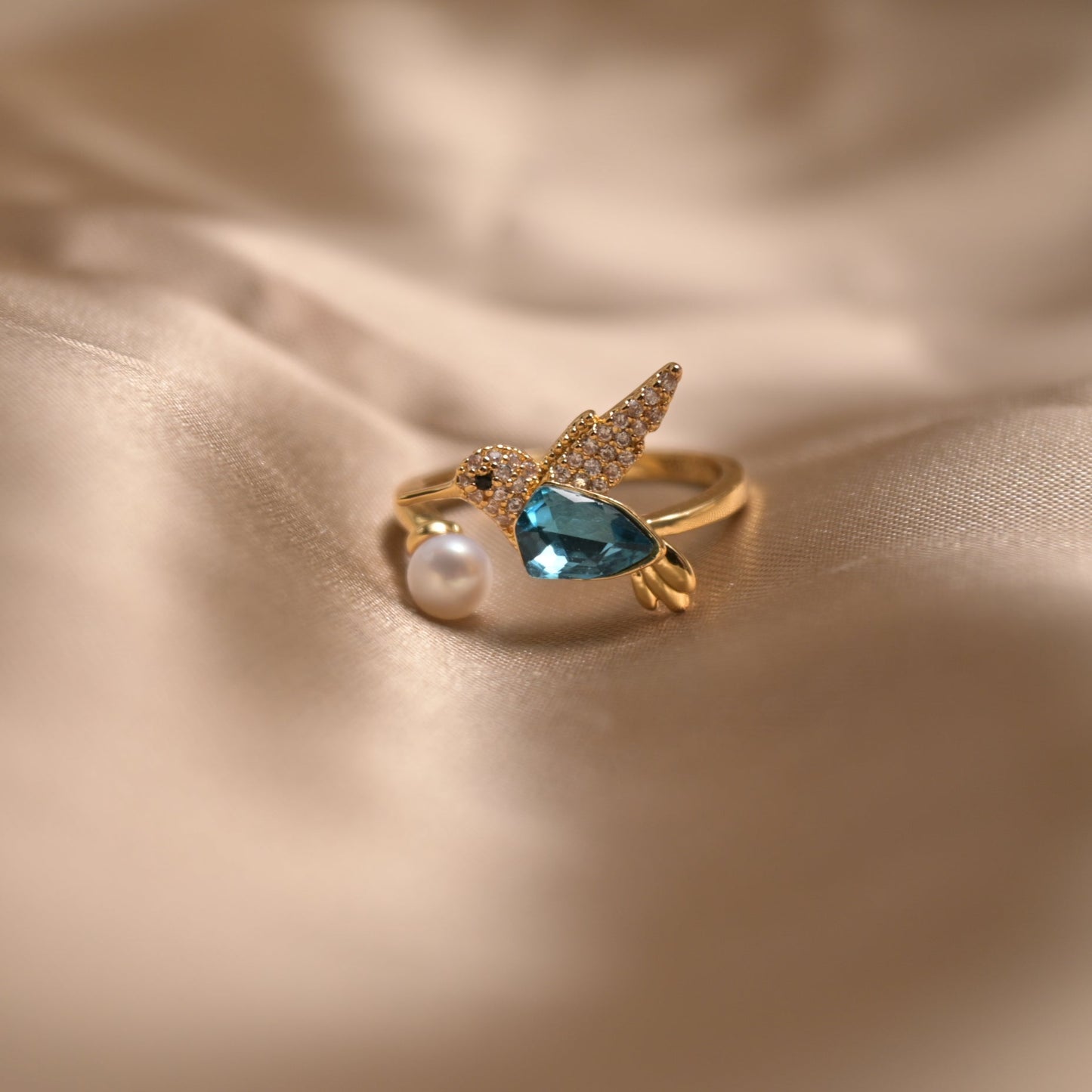 Hummingbird Pearl Ring - ZG_Pearls14K Gold PlatedZG_PearlsGold