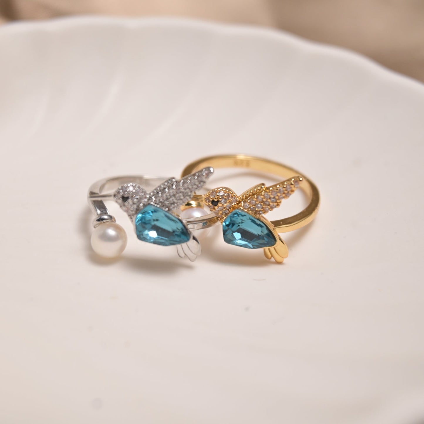 Hummingbird Pearl Ring - ZG_Pearls14K Gold PlatedZG_PearlsSilver