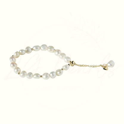 Gold & Baroque Freshwater Pearl Adjustable Bracelet