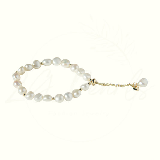 Gold & Baroque Freshwater Pearl Adjustable Bracelet
