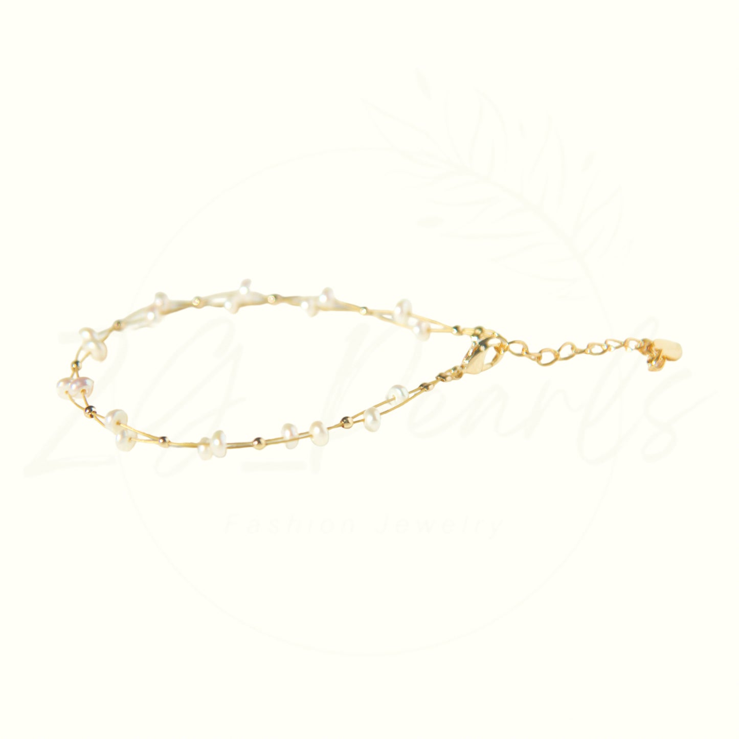 Twisted Gold Wire & Freshwater Pearl Adjustable Bracelet