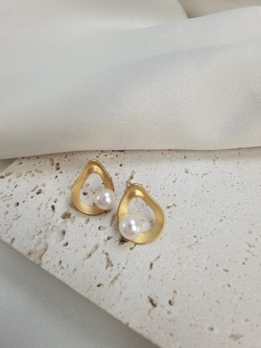 Avocado Freshwater Pearl Earrings