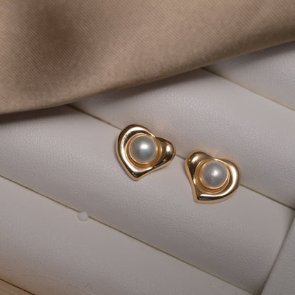 Amour Pearl Heart Studs - ZG_PearlsS925/Sterling SliverZG_PearlsSterling silverGold