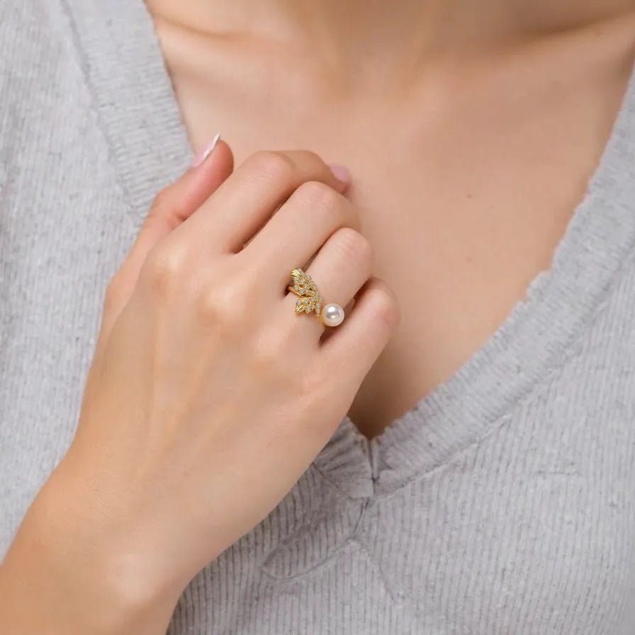 Butterfly Grace Pearl Ring - ZG_Pearls14K Gold PlatedZG_PearlsGold