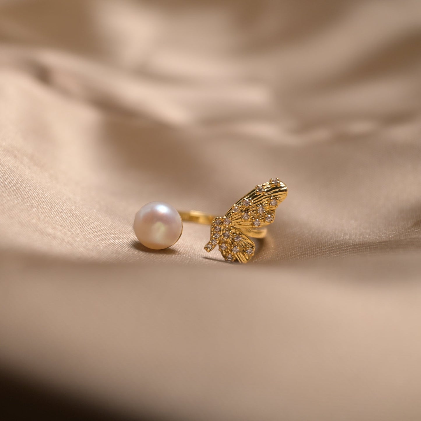 Butterfly Grace Pearl Ring - ZG_Pearls14K Gold PlatedZG_PearlsGold