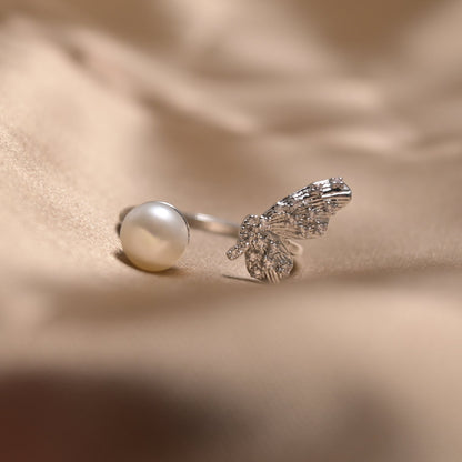 Butterfly Grace Pearl Ring - ZG_Pearls14K Gold PlatedZG_PearlsSilver