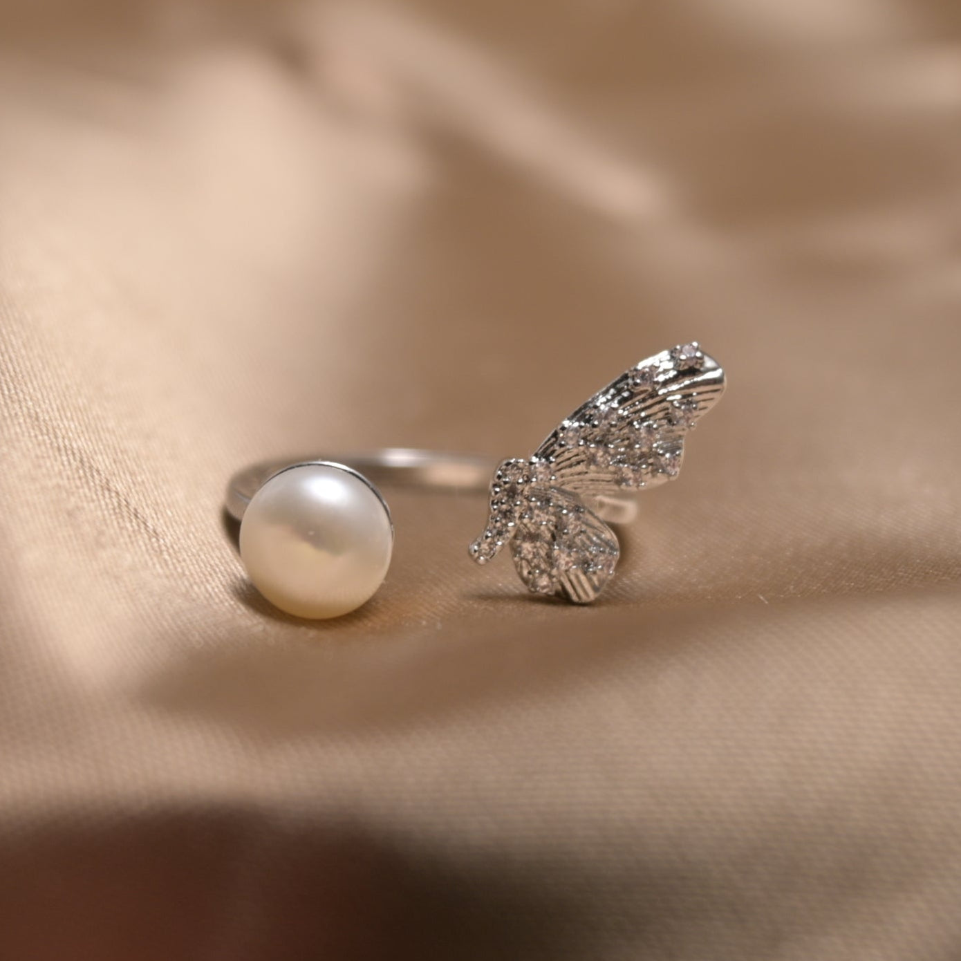 Butterfly Grace Pearl Ring - ZG_Pearls14K Gold PlatedZG_PearlsSilver