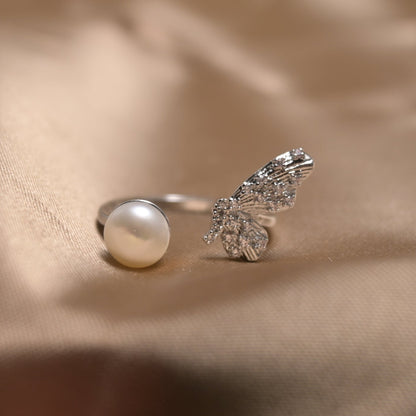 Butterfly Grace Pearl Ring - ZG_Pearls14K Gold PlatedZG_PearlsSilver