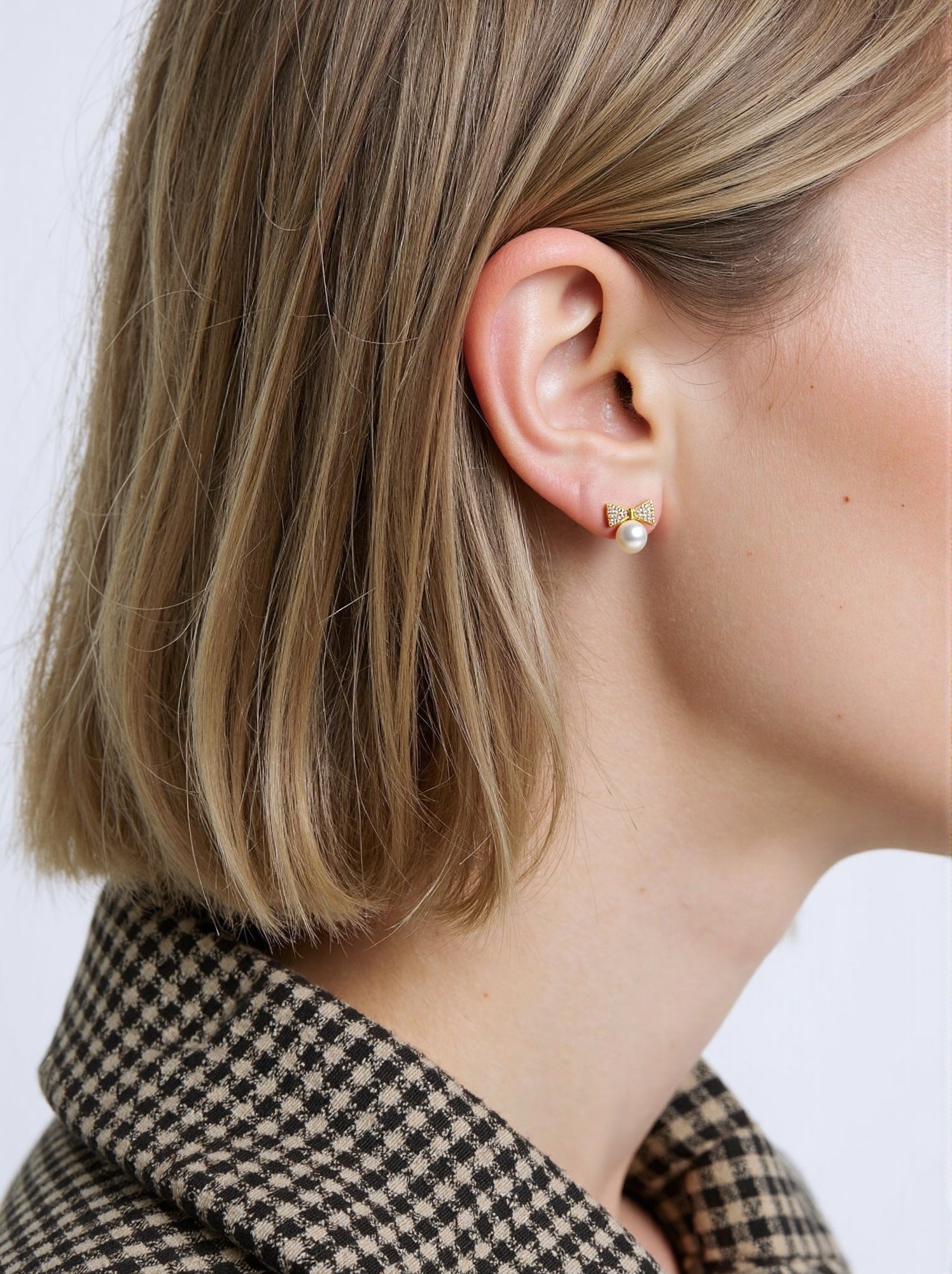 Chérie Bow Pearl Studs - ZG_PearlsS925/Sterling SliverZG_PearlsSterling silverGold