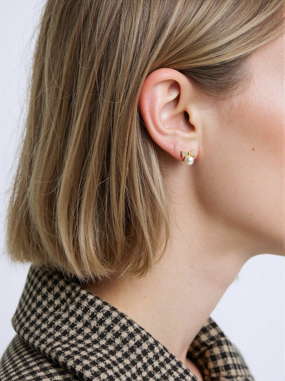 Chérie Bow Pearl Studs - ZG_PearlsS925/Sterling SliverZG_PearlsSterling silverGold