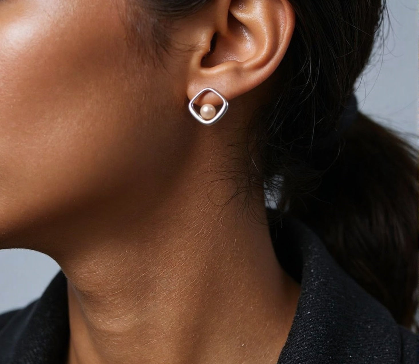 Halo Frame Pearl Studs - ZG_PearlsS925/Sterling SliverZG_PearlsSterling silverSilver