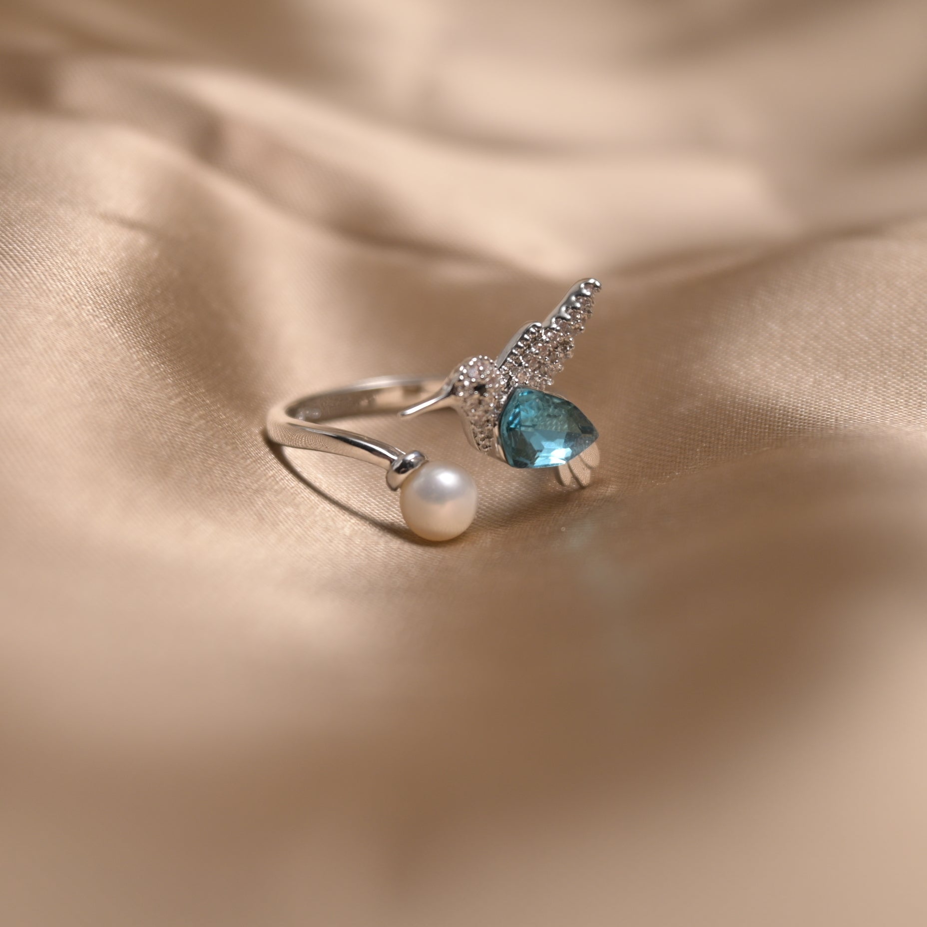 Hummingbird Pearl Ring - ZG_Pearls14K Gold PlatedZG_PearlsSilver