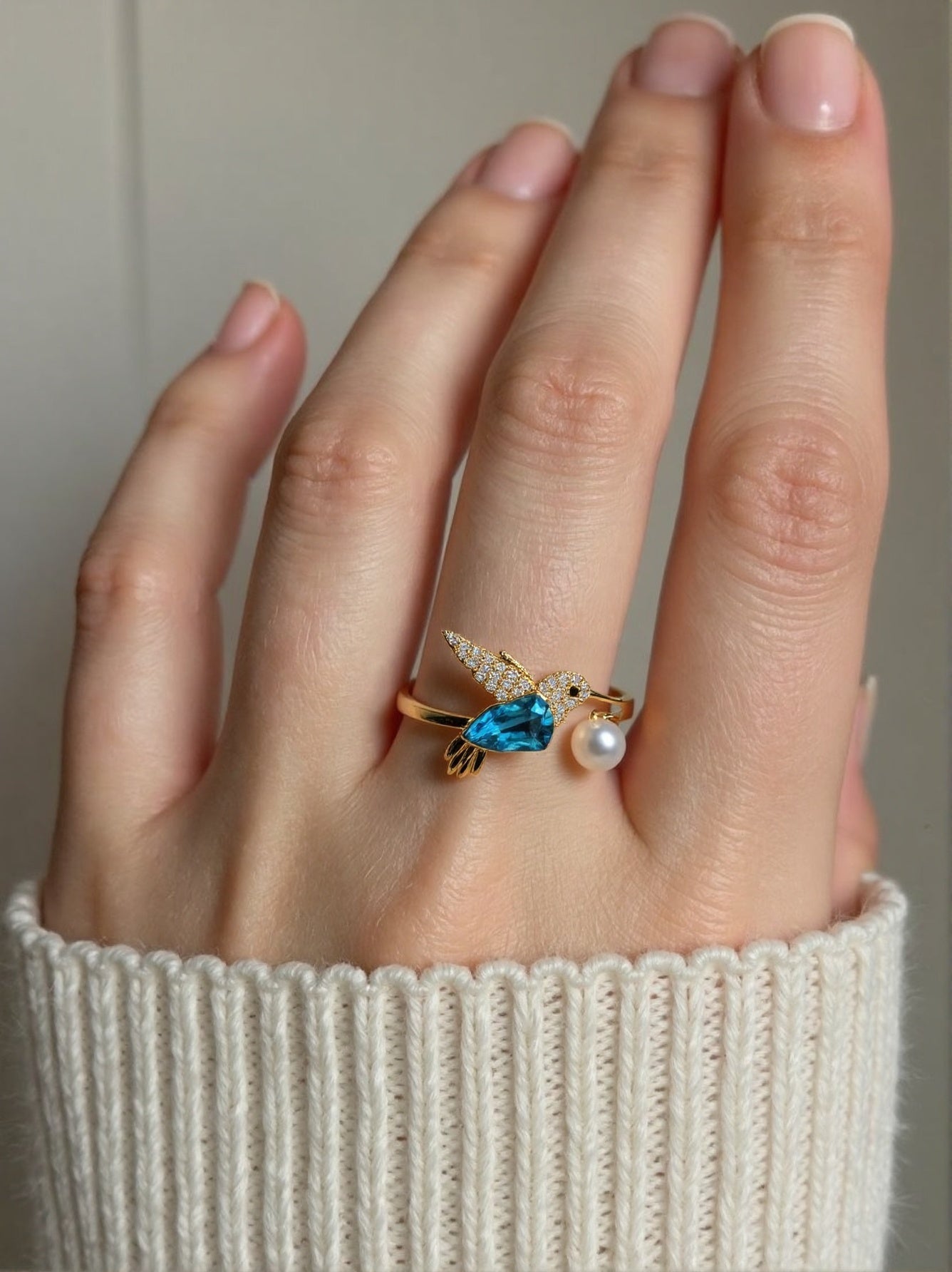 Hummingbird Pearl Ring - ZG_Pearls14K Gold PlatedZG_PearlsSilver