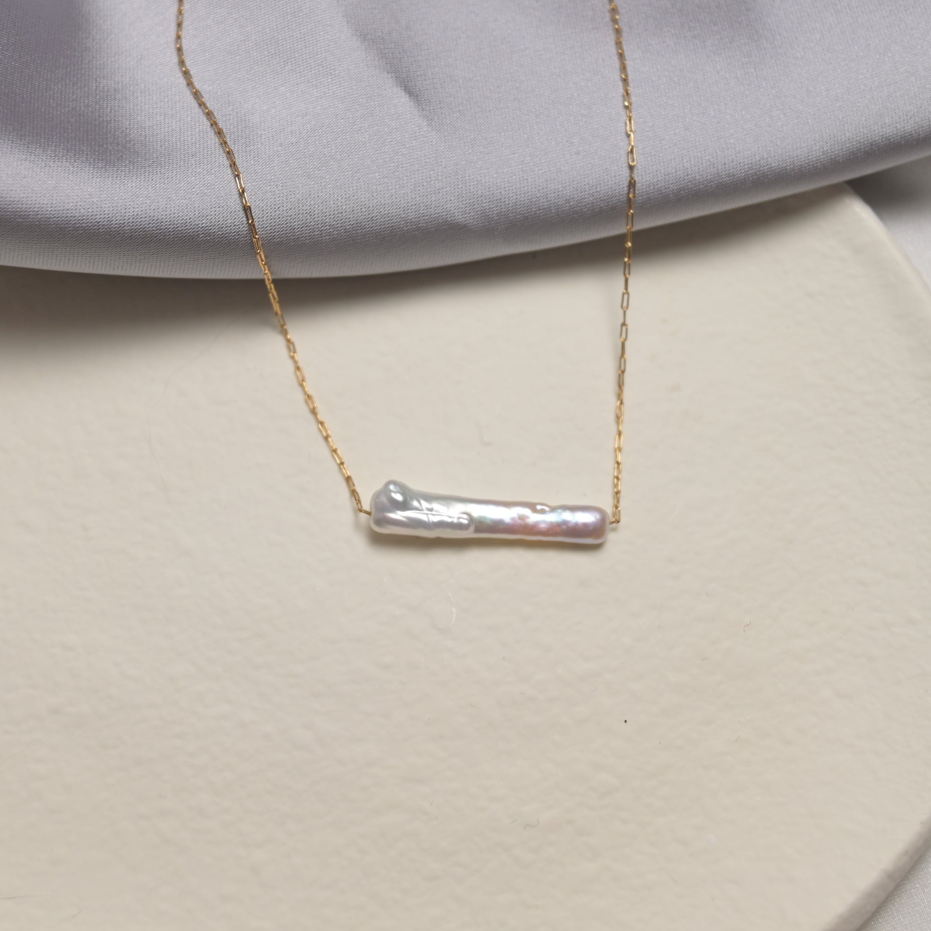 Less is more single freshwater stick baroque pearl necklace - ZG_Pearlsstainless steelZG_PearlsGoldStainless steel