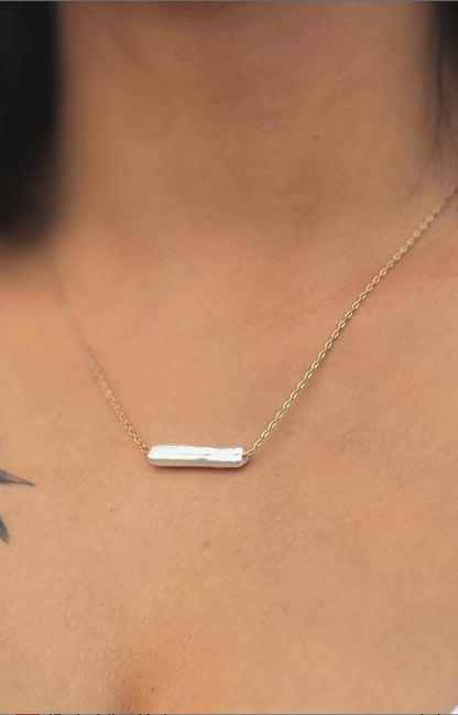 Less is more single freshwater stick baroque pearl necklace - ZG_Pearlsstainless steelZG_PearlsGoldStainless steel