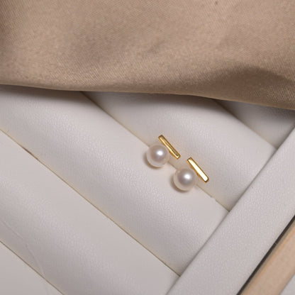 Linea Pearl Studs - ZG_PearlsS925/Sterling SliverZG_PearlsSterling silverGold