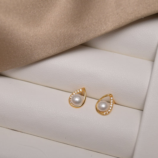 Luna Drop Pearl Studs - ZG_PearlsS925/Sterling SliverZG_PearlsSterling silverGold