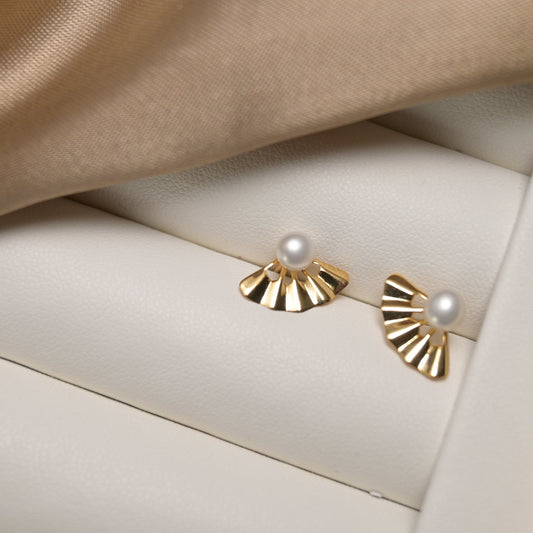 Soléa Fan Pearl Studs - ZG_PearlsS925/Sterling SliverZG_PearlsSterling silverGold