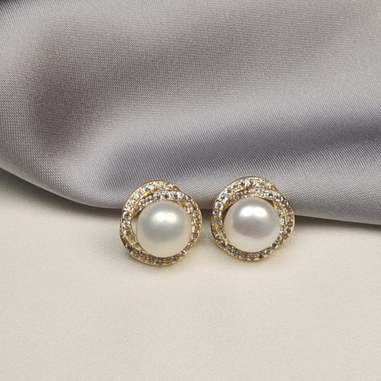Spiral Petal Elegance Freshwater Pearl Earrings-14k Gold Filled/Sterling Sliver Needle